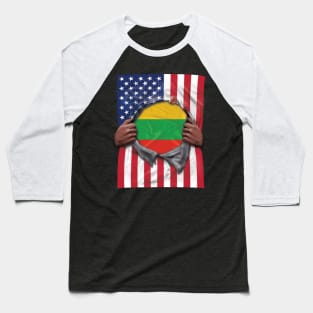 Lithuania Flag American Flag Ripped - Gift for Lithuanian From Lithuania Baseball T-Shirt